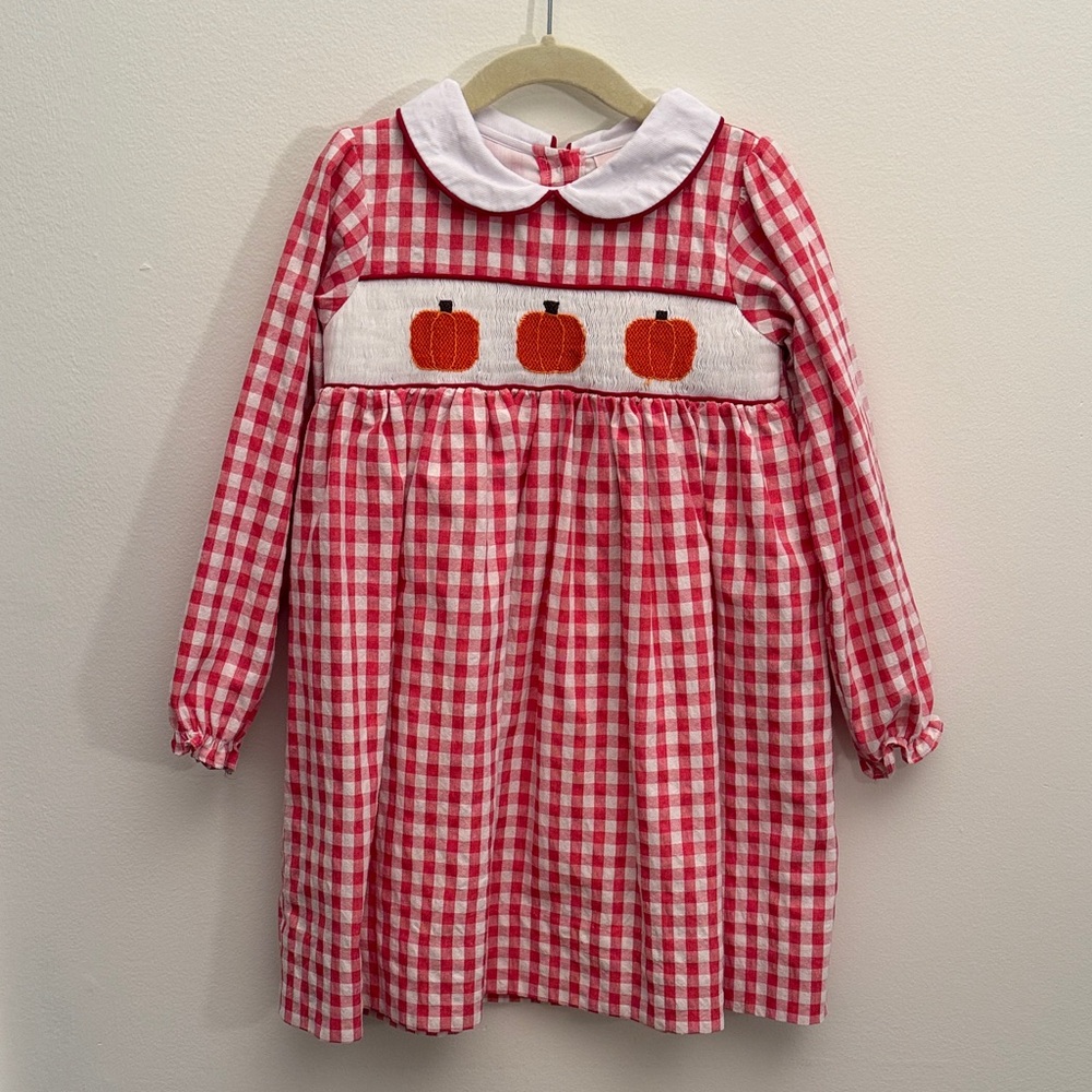 Charming Red Gingham Pumpkin Dress for Kids